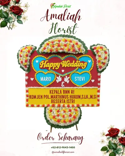 Karangan Papan Bunga Pernikahan di Biring Romang